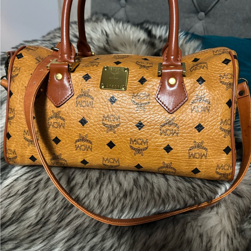 MCM Cognac Boston bag Visetos Satchel - Picture 9 of 14